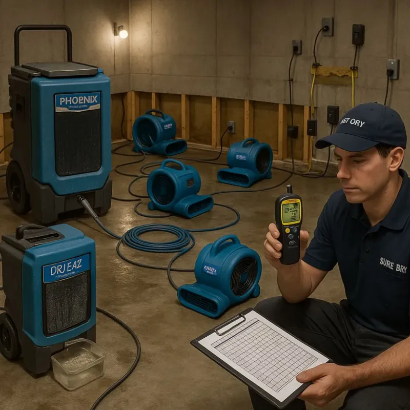 Structural Drying and Dehumidification process in Swartz, LA